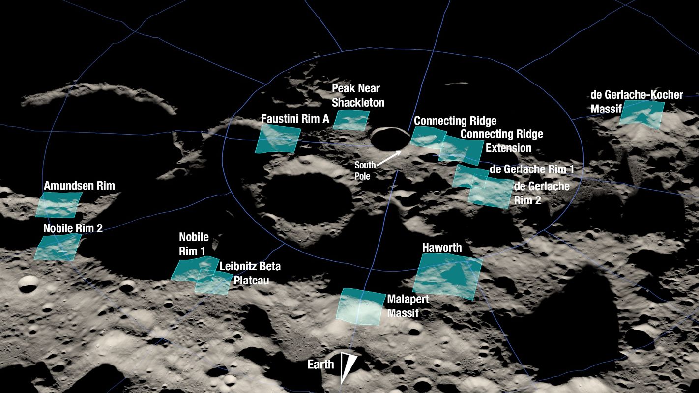 13 régions pour le retour d'Américains sur la Lune