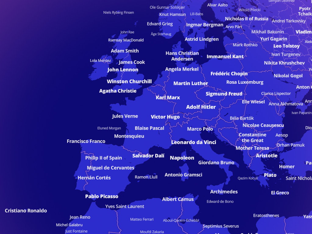 Cette carte interactive affiche la personne la plus célèbre de votre ville