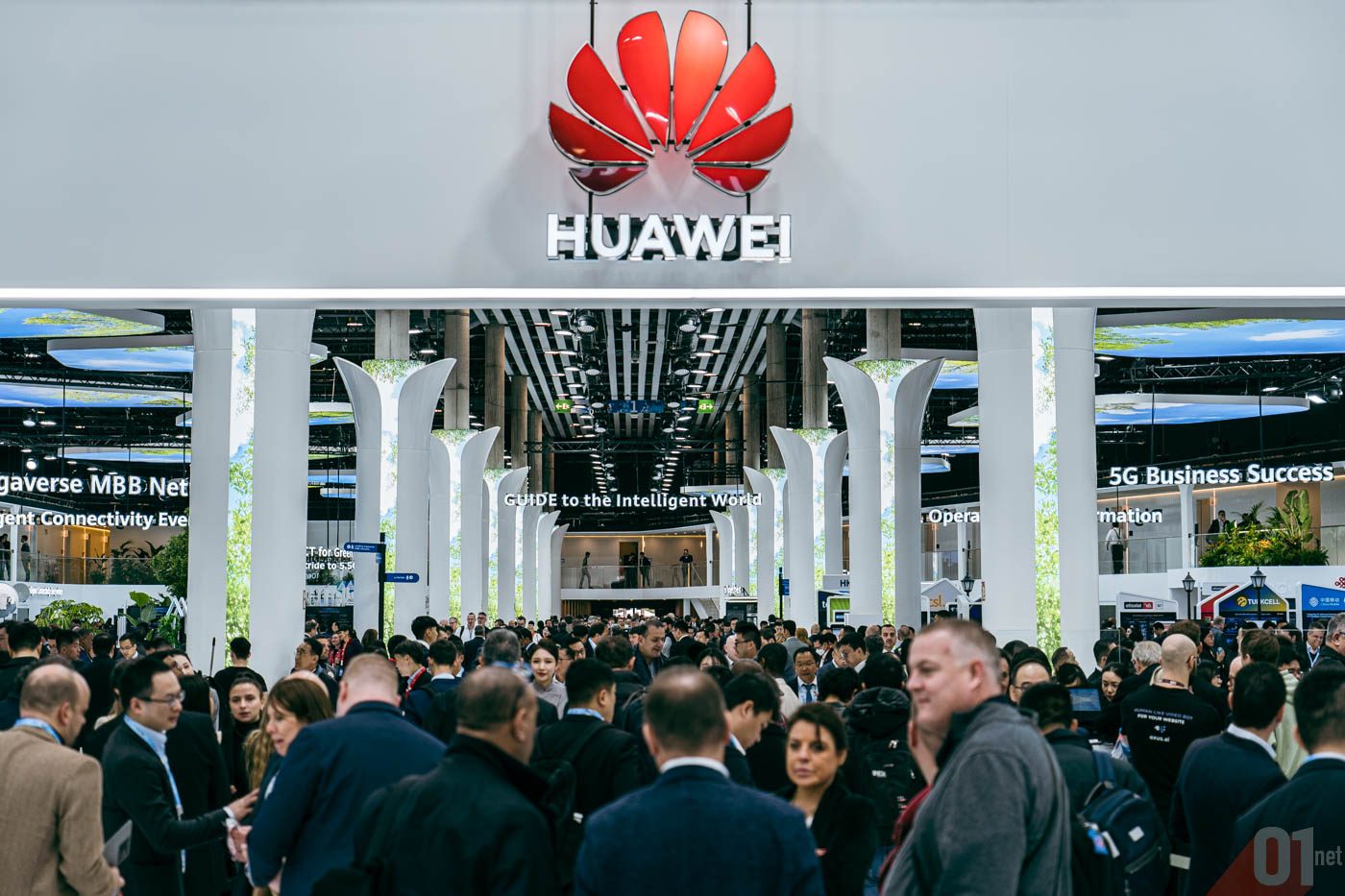 L’immense stand de Huawei lors du Mobile World Congress de Barcelone en février 2023.